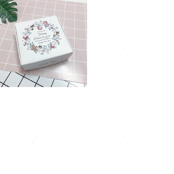 1 Set 10Pcs Square Paper Boxes for Soap Packaging with Pattern White Flower 8.5x8.5x3.5cm