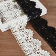 thumbnail image 1 of 1 Set 10Yards 2 Colors Venice Lace Trim 3.54 Inch Wide Black White Fiber Lace Trim Flower Lace Ribbon Fabric Decorative Clothing Trim Sewing Lace Applique for DIY Crafts Curtains Accessories, 1 of 7