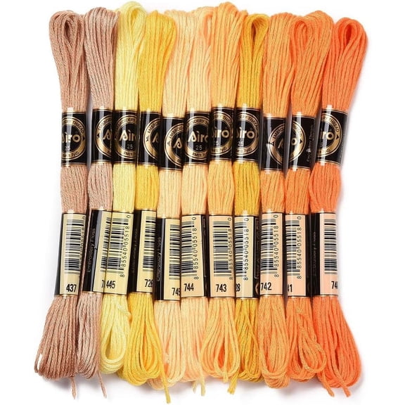 1 Set 11 Skeins 6 Ply Gradient Embroidery Floss Yellow Crewel Friendship Bracelets String Variegated Stitch Yarn Thread Bulk