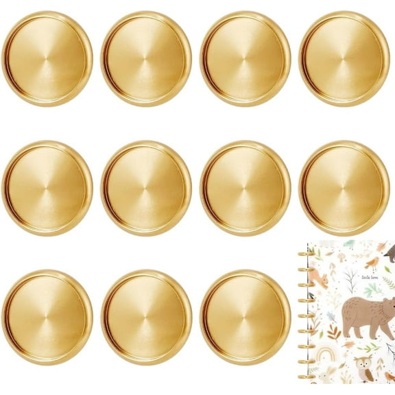 1 Set 11Pcs Aluminium Alloy Binding Discs 1.1inch Flat Round Discbound Metal Expansion Disc Binder Rings for Discbound Notebook Artwork Golden 5mm Thick