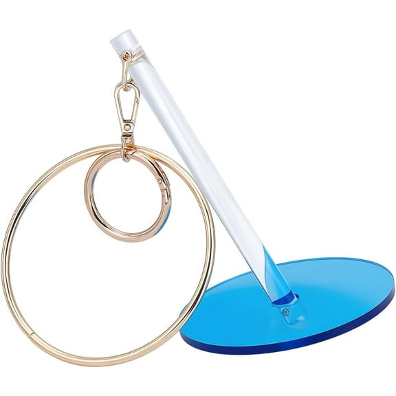 1 Set 11cm Blue Round Portable Wrist Yarn Holder Acrylic Yarn Spinner Twirling Mechanism Spinning Needles for Knitting Crocheting Presents for Craft Lovers Marine Blue