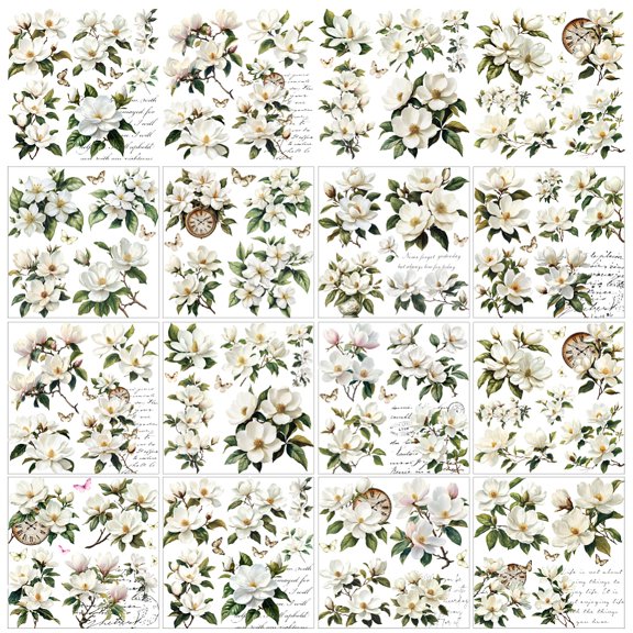1 Set 12 Sheets 12 Style PVC Stickers Heat Transfer Film for Window Decoration Flower 140x140mm