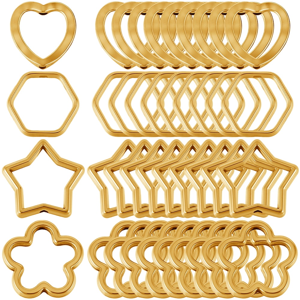 1 Set 120Pcs 4 Styles Alloy Bead Frame Mixed Shapes Golden 11.5~15x12.5 ...