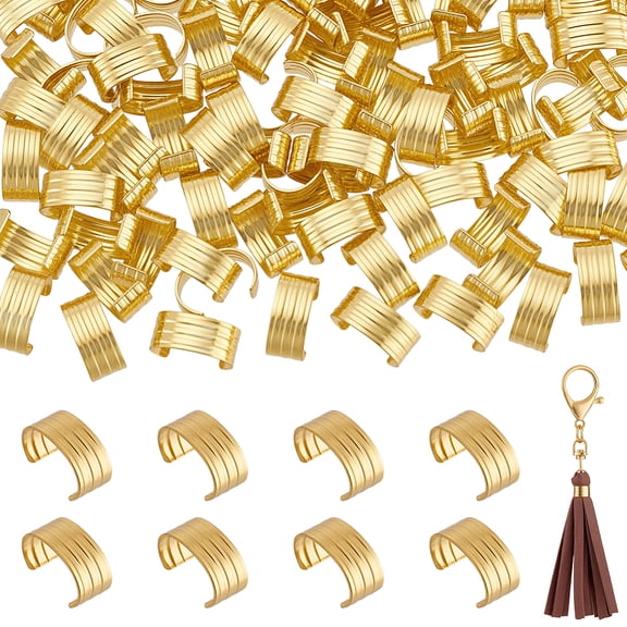 1 Set 120Pcs Brass Folding Crimp Ends Cylindrical Crimping Cord Leather String Fastener Raw(Unplated) 13x6x8.5mm Inner Diameter: 12mm for DIY