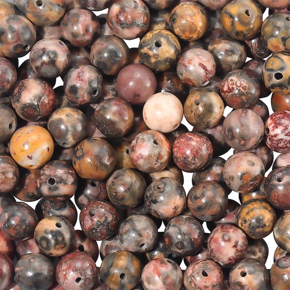 1 Set 120Pcs Natural Leopard Skin Jasper Beads Strands Round 8.5mm Hole: 1mm