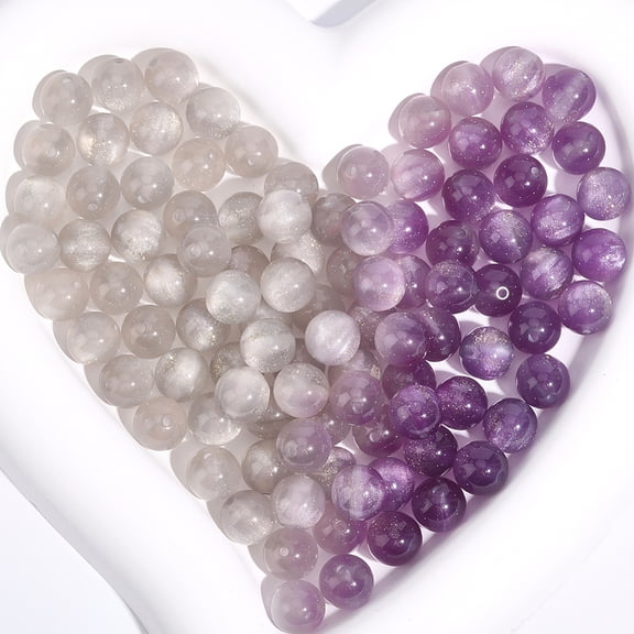 1 Set 120Pcs Opaque UV Reactive Beads Color Changing Beads Round with Glitter Powder Light Grey 10mm Hole: 1.6mm for DIY