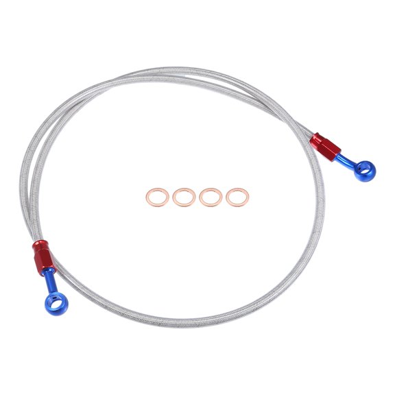 1 Set 120cm 47.24" Length 10mm ID Motorcycle Hydraulic Brake Line Oil Hose Pipe 28 0 Silver Tone