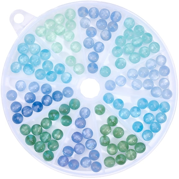 1 Set 125Pcs 5 Colors Resin UV Reactive Beads Color Changing Beads Round with Glitter Powder Mixed Color 8x7.5~8mm Hole: 1.6mm 25pcs/color for DIY