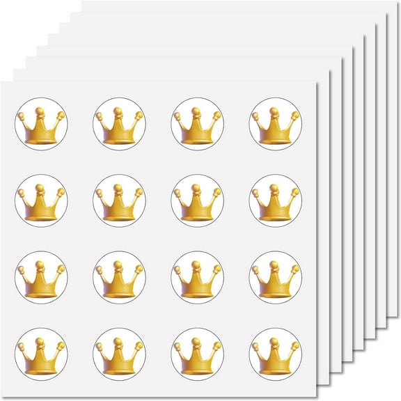 1 Set 128Pcs Crown Planner Stickers Gold Crown Helmet Sticker Decals Self-Adhesive Waterproof Sticker Round Dot Cartoon Decal Bulk Stickers for Scrapbooking Calendar Water Bottles Laptop 2.5cm