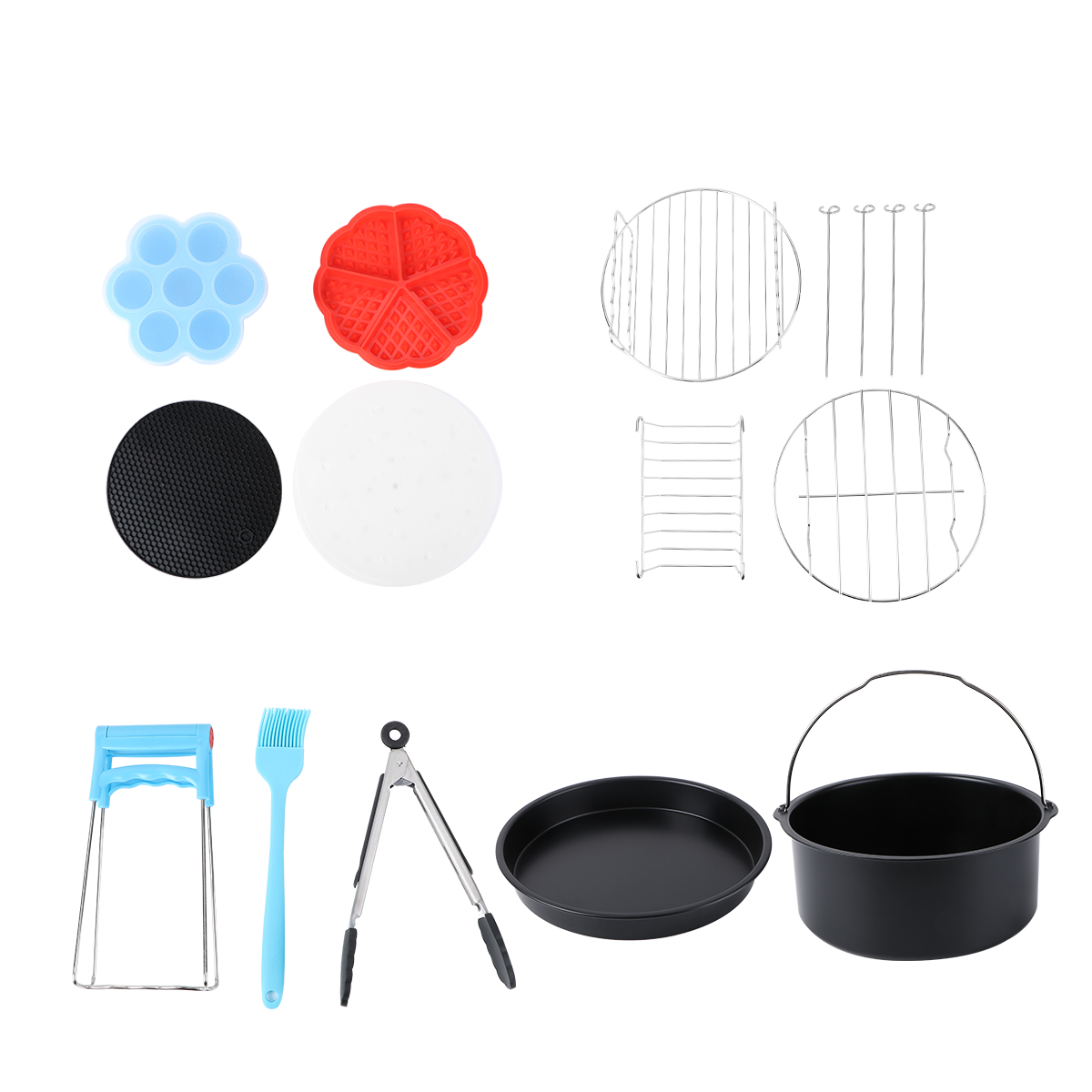 1 Set of 12PCS Air Fryer Accessories Set 8 Inches BBQ Basket Grill Kit