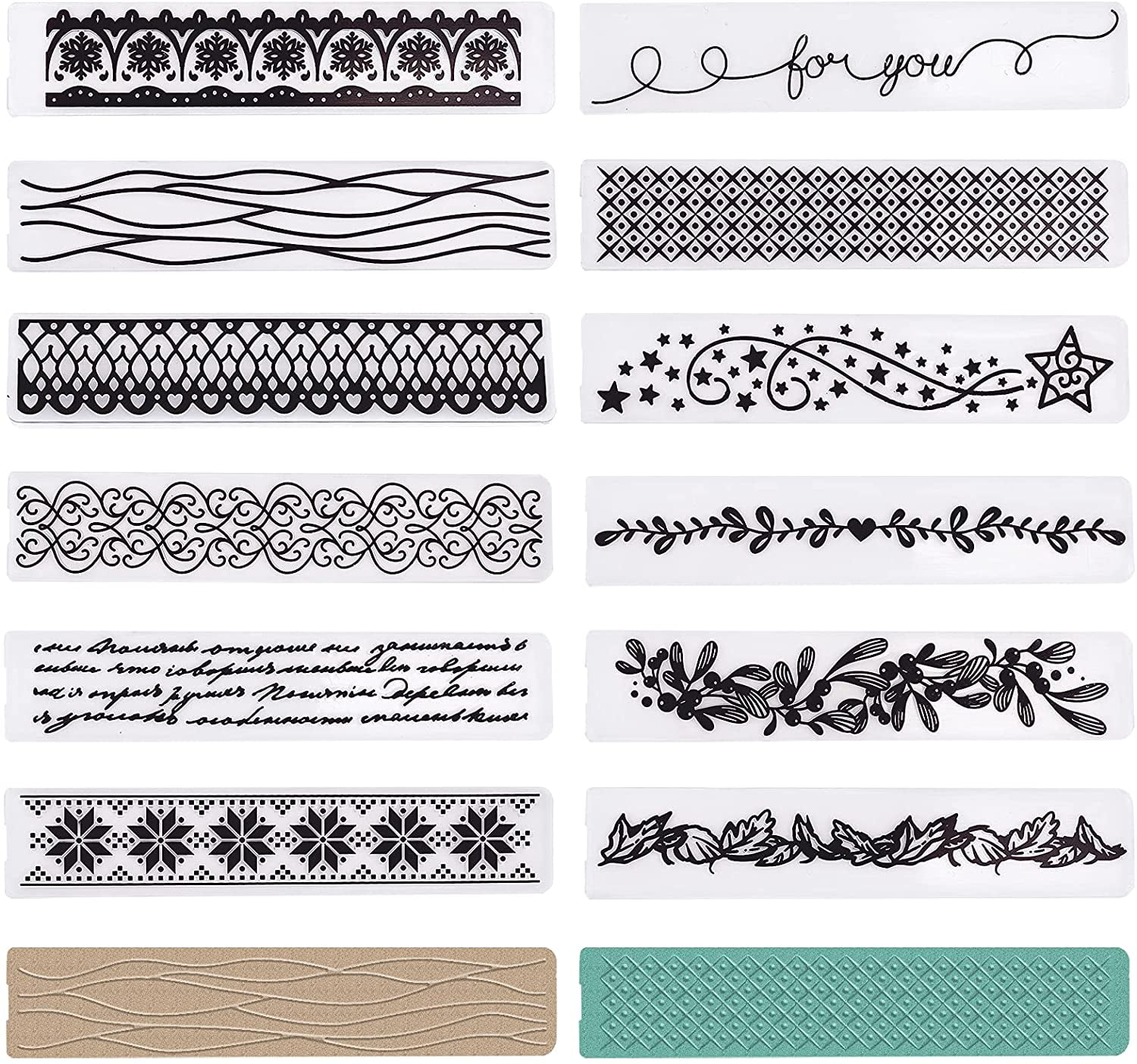 1 Set 12Pcs 12 Patterns Plastic Fondant Stencil Cake Baking Embossing