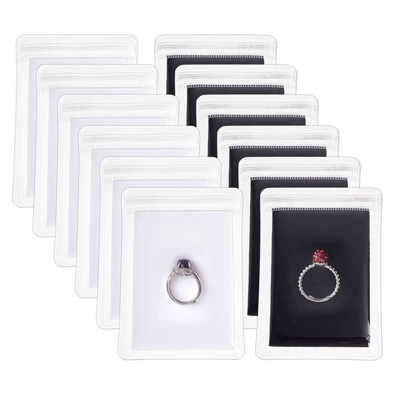 1 Set 12Pcs 2 Colors Rectangle Transparent PVC Plastic Gift Packaging Zip Lock Bags with Sponge Inside Mixed Color 10x6.8x0.7cm 6pcs/color