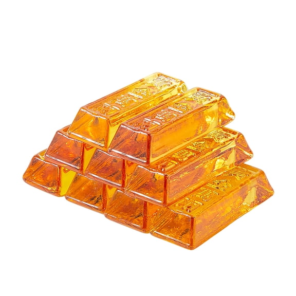 1 Set 12Pcs Glass Ingots/Gold Bars Display Decorations for Dollhouse Accessories Pretending Prop Decorations Gold 62.5x22.5x13mm