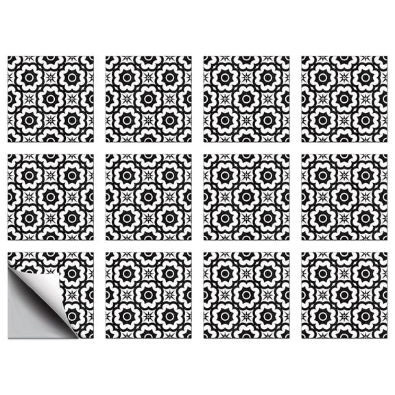 1 Set 12Pcs PVC Wall Stickers Wall Decoration Square Floral 203.2x203.2x0.3mmDIY