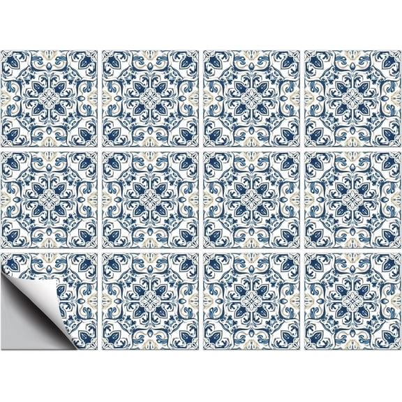 1 Set 12Pcs PVC Wall Stickers Wall Decoration Square Flower 203.2x203.2x0.3mm