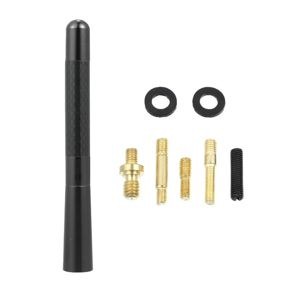 1 Set 12cm 4.7" Car AM FM Radio Signal Antenna Mast Universal Carbon Fiber Pattern Black