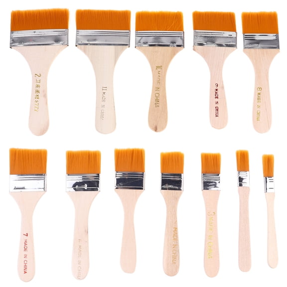 BESTOYARD 1Set Nylon Barbecue and Paint Touchup Brush with Smooth Wood Handle Multicolor Design