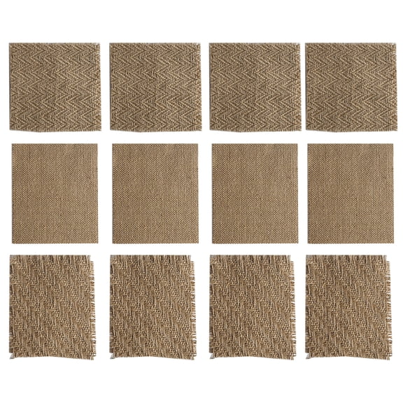 1 Set 12pcs Vintage Linen Cloth Pads Candle Cup Coasters Photography Props (Khaki)