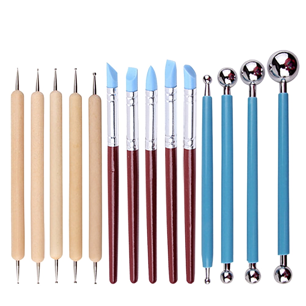 1 Set/14 Pcs Clay Pottery Tool Kit Stainless Steel Wooden Handle