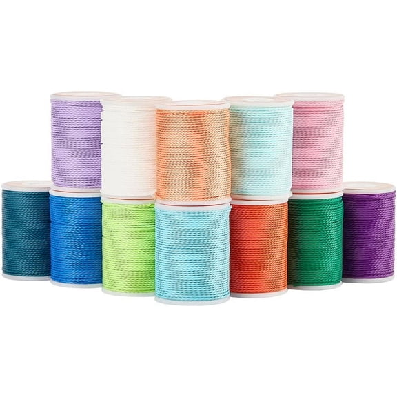 1 Set 144 Yards Sewing Waxed Polyester Cord 1mm Sewing Waxed Thread String 12 Colors Jewelry Crafting Rope with Spool