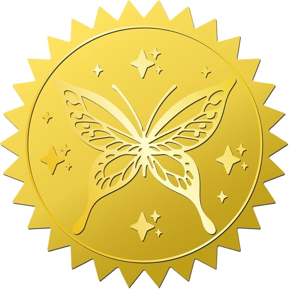 1 Set 144Pcs Butterfly Gold Foil Embossed Stickers Wedding 2" Self Adhesive Envelopes Seals Sticker Labels Vintage for Invitation Graduation Corporate Certificates Diplomas Gift Wrapping