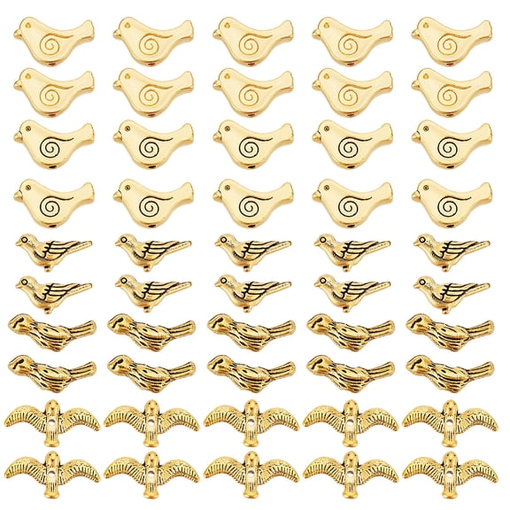 1 Set 150Pcs 5 Style Tibetan Style Alloy Beads Bird Mixed Color 7~17x4~15x2~4.5mm Hole: 1~1.5mm 30pcs/styleDIY