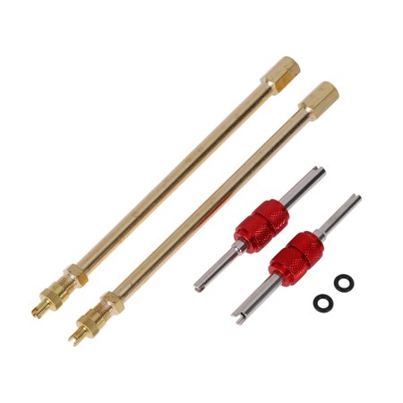 1 Set 150mm Tire Valve Extension with Double-ended Valve Core Removal Screwdriver Sealing Ring Copper 180 Degree Tyre Valve Inflation Adapter
