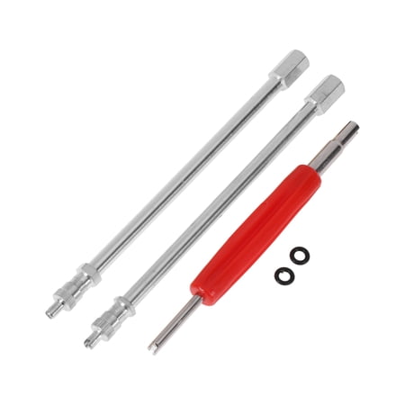 1 Set 150mm Tire Valve Extension with Plastic double-ended Valve Core Tool Sealing Ring Valve Core Remover Cap 180 Degree Tyre Valve Stem Extender