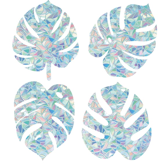 1 Set 16 Sheets 8 Styles Waterproof PVC Colored Laser Stained Window Film Static Stickers Electrostatic Window Stickers Leaf 330x830mm