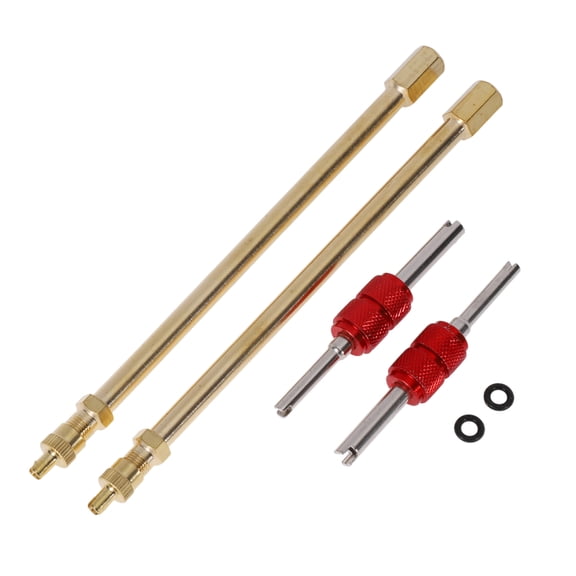 1 Set 160mm Tire Valve Extension with Double-ended Valve Core Removal Screwdriver Sealing Ring Copper 180 Degree Tyre Valve Inflation Adapter