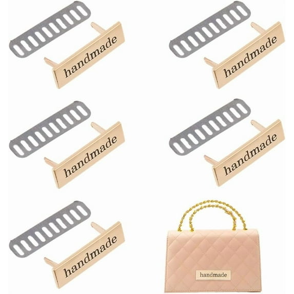 1 Set 16PCS Golden Handmade Label Tags 1.2x4cm Handmade Metal Tags Metal Purse Tags Alloy Handmade Labels Handmade Label Signs Tags Handmade Metal Labels for DIY Sewing Crafts Accessories