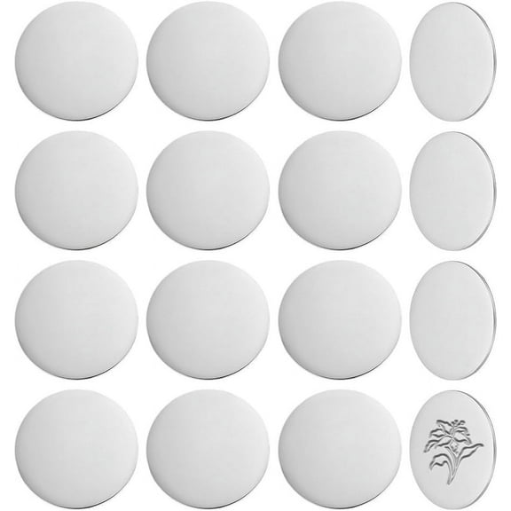 1 Set 16Pcs 201 Stainless Steel Cabochons Flat Round Stainless Steel Color 50x1.8mm