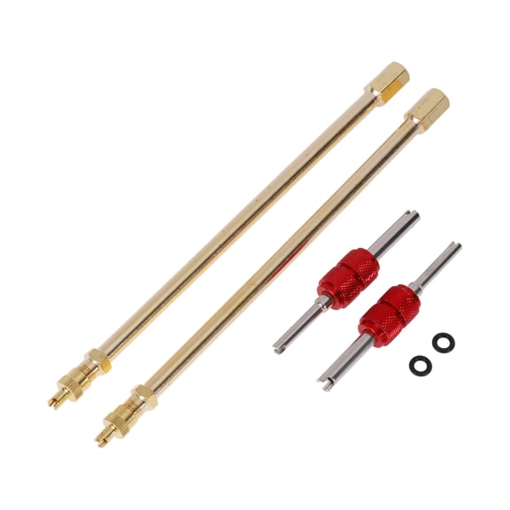 1 Set 180mm Tire Valve Extension with Double-ended Valve Core Removal Screwdriver Sealing Ring Copper 180 Degree Tyre Valve Inflation Adapter