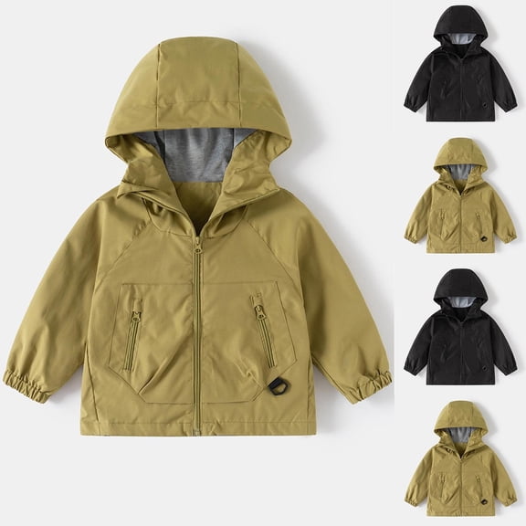 Ashirexll Kids Hooded Sport Windbreaker for 2-12 Years Zipper Pockets Lightweight Casual Jacket for Fall
