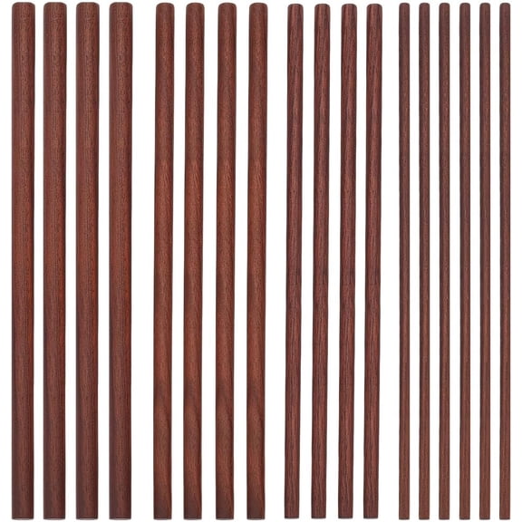 1 Set 18Pcs 4 Size Walnut Dowel Rods 11.8 Inch Long Dowel Rods Wood Sticks 6/7.6/10/11.7mm Dia Unfinished Round Sticks Wooden Carving Blocks for Building Model Macrame DIY Craft - Coconut Brown