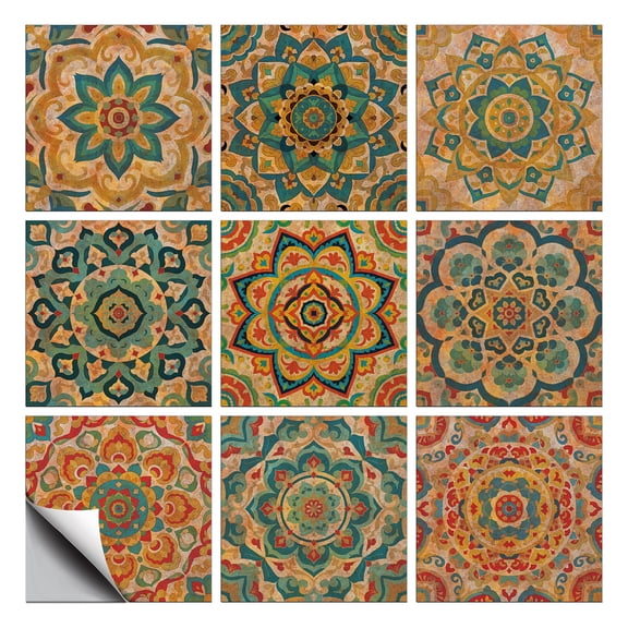 1 Set 18Pcs 9 Styles PVC Wall Stickers Wall Decoration Floral 150x150x0.3mm 2pcs/styleDIY Mixed Color