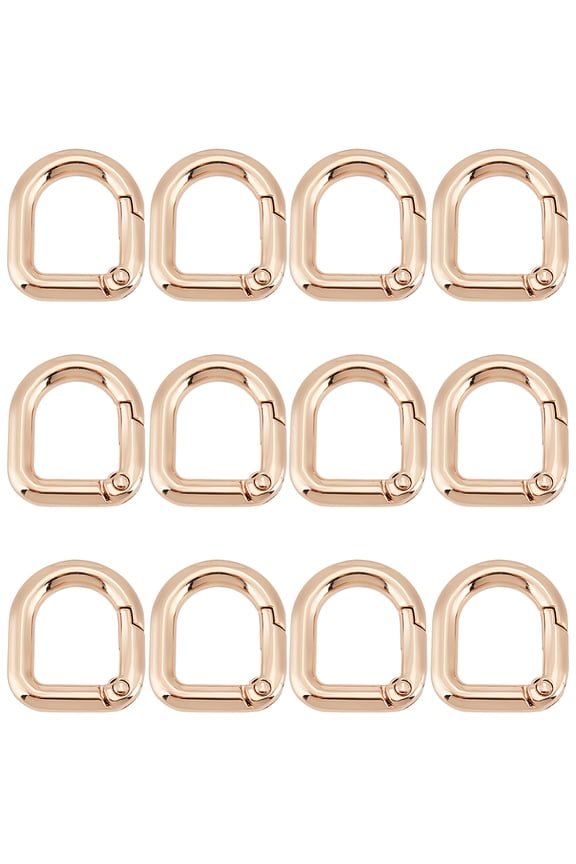 1 Set 18Pcs Alloy Spring Gate Rings D-Shaped Golden 24x21x5mm