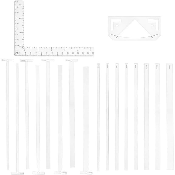1 Set 18Pcs Book Binding Package Clear Bookbinding Easy Scrapbooking Tool T-Shaped Rulers Flexible Acrylic Bookbinding Templates