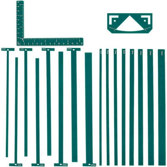 1 Set 18Pcs Flexible Acrylic Bookbinding Templates Book Binding Package Teal Bookbinding Easy Scrapbooking Tool T-Shaped Rulers DIY