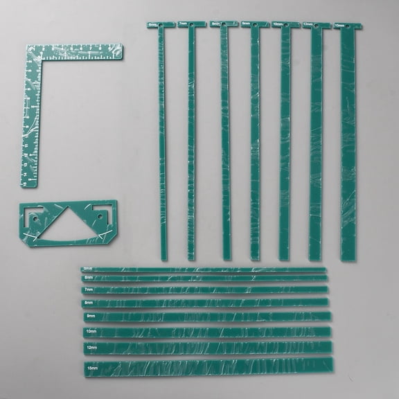 1 Set 18Pcs Flexible Acrylic Bookbinding Templates Book Binding Package Teal Bookbinding Easy Scrapbooking Tool T-Shaped Rulers