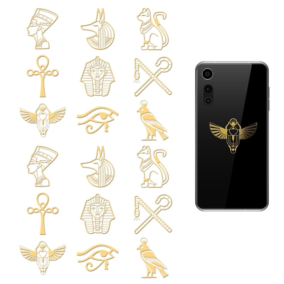 1 Set 18Pcs Greek Symbols Nickel Decorative Stickers Metal Decals for Phone Case Decoration Golden Symbol 40x40mm 1pc/style