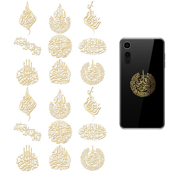 1 Set 18Pcs Greek Symbols Nickel Decorative Stickers Metal Decals for Phone Case Decoration Golden Word 40x40mm 1pc/style