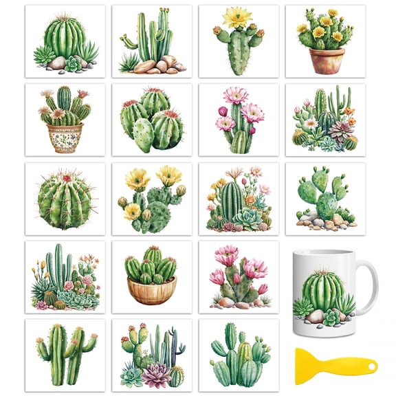1 Set 18Pcs Plastic Silhouette Paper for Lighting Decoration Paper Cut Light Box Cactus 100x90mm