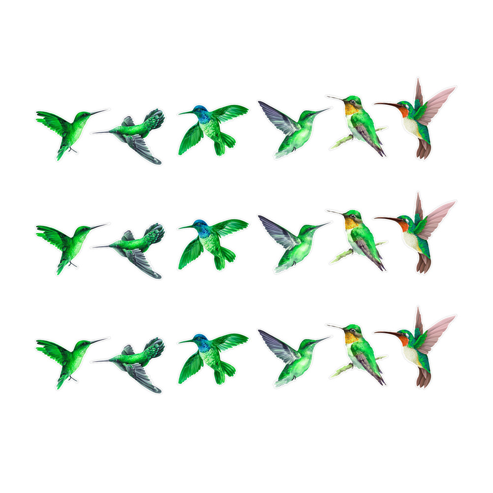 1 Set 18Pcs Window Stickers Window Decals Anticollision Bird Decals (Green)