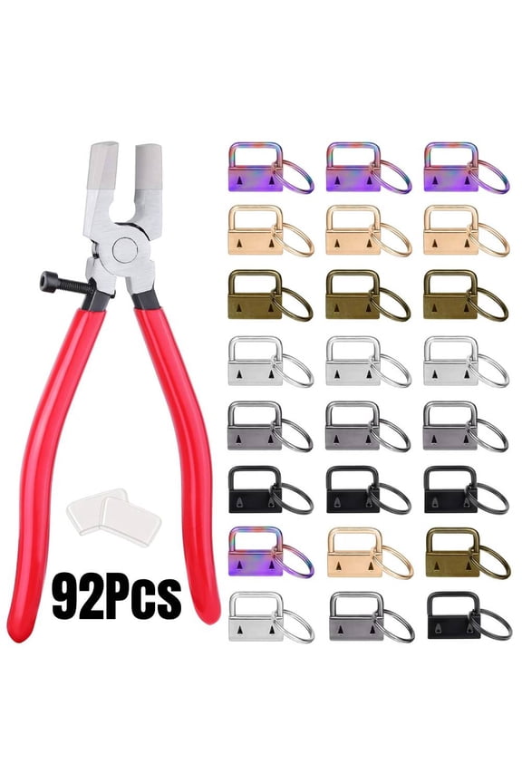 1 Set 1In Key Fob Hardware with Key Fob Pliers Tool for Wristlet Key Chain Making Supplies 92PiecesKey Fob Hardware Set