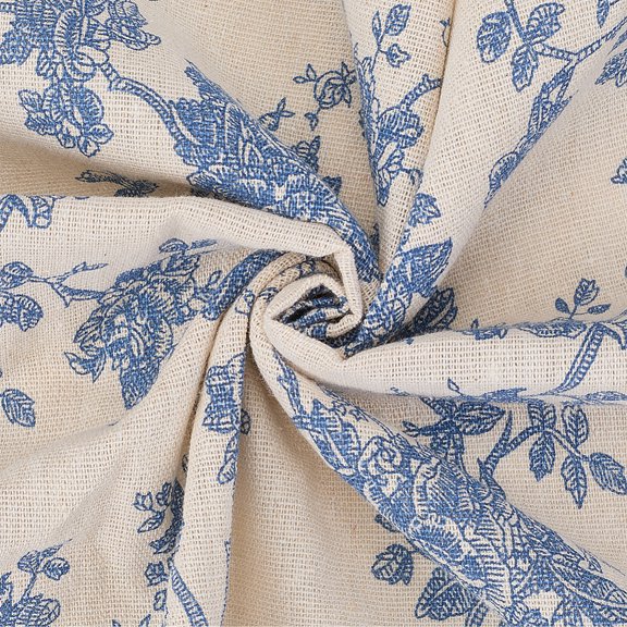 1 Set 1M Rectangle Cotton Linen Fabric Clothing Accessories Flower Pattern Steel Blue 1600mm