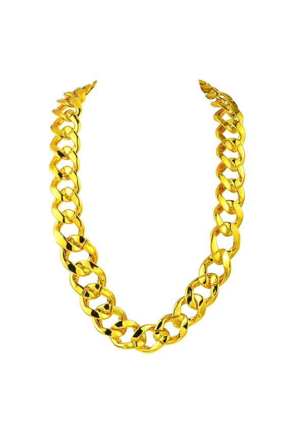 1 Set 1Pc Acrylic Cuban Link Chain Necklaces for Men Gold 27.56 inch(70cm)