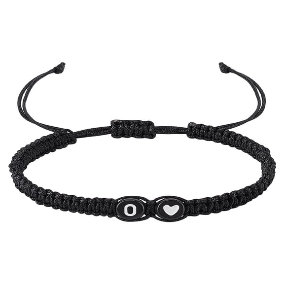 1 Set 1Pc Adjustable Nylon Cord Bracelets for Women Men with Plastic Beads with Letter/Heart Jewelry Lead Free & Nickel Free & Cadmium Free Letter O Inner Diameter: 1-3/4~1-7/8 inch Beads: 7x3.5mm