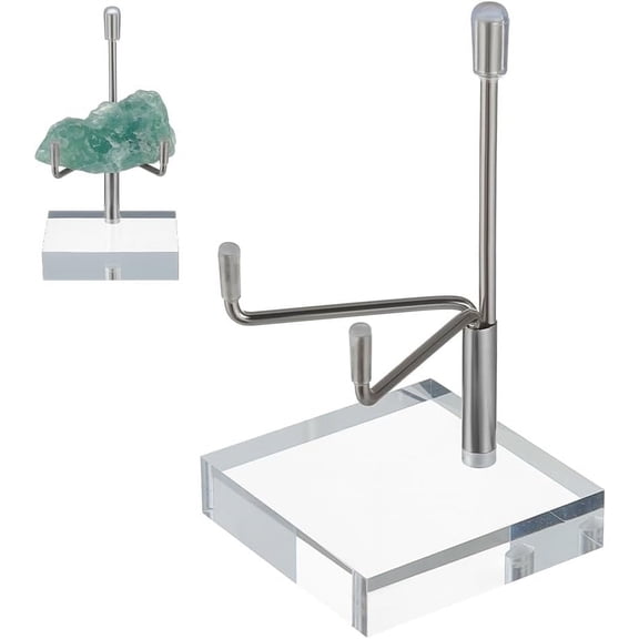 1 Set 1Pc Alloy Display Stand with Acrylic Base Specimen of Ore Storage Holder Platinum 49x49.5x98mmDIY