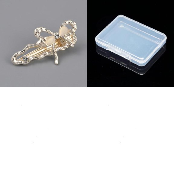 1 Set 1Pc Alloy Hair Clips with Cat Eye and Rhinestone for Women Light Gold 52x31x14mm